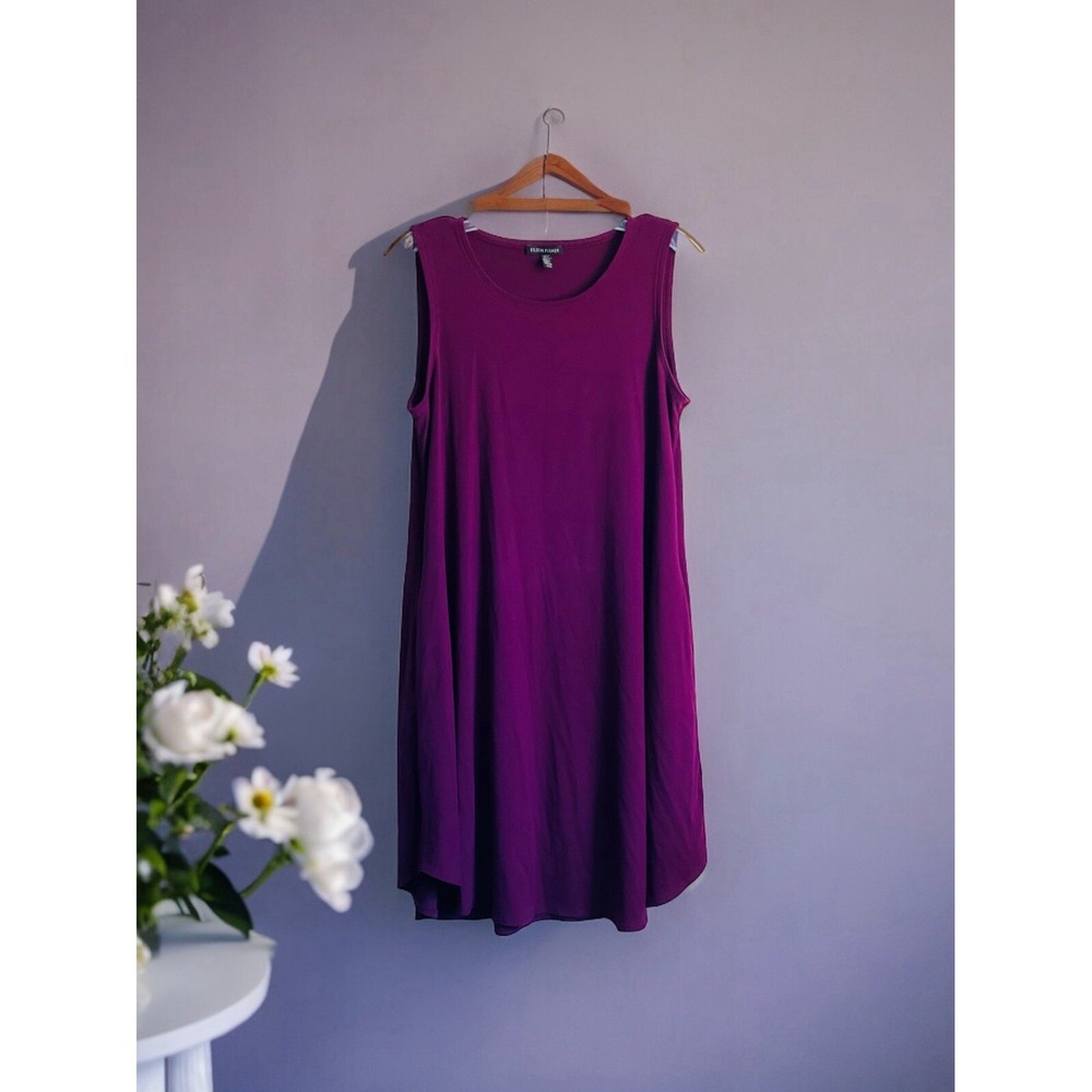 Eileen Fisher Viscose Jersey‎ Sleeveless Knee Length Flare Dress Sz Med